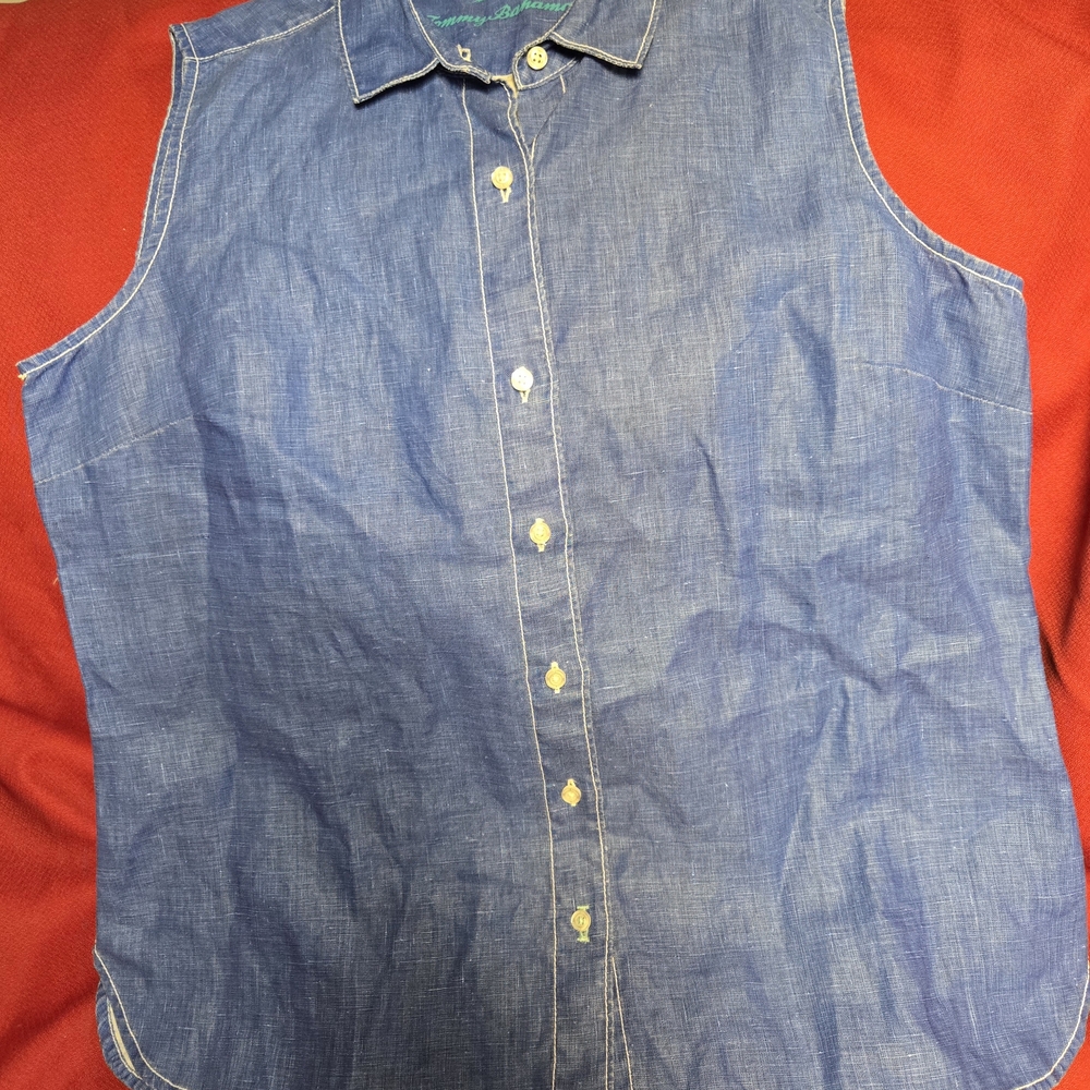 Tommy Bahama Sleeveless Indigo Chambray Shirt